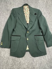 Vintage Johnny Carson Blazer Mens 40R Gree Wool Blend Gold Button Sport Coat USA