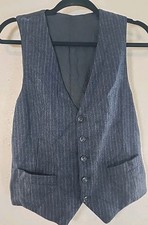 Vtg Wool Suit Vests Mens 34 Tweed Navy Pinestripe Formal Wedding Business 60s