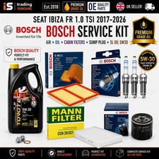BOSCH SERVICE KIT FILTERS SPARK PLUGS 5L OIL SEAT IBIZA FR 1.0 TSI 2017-2026