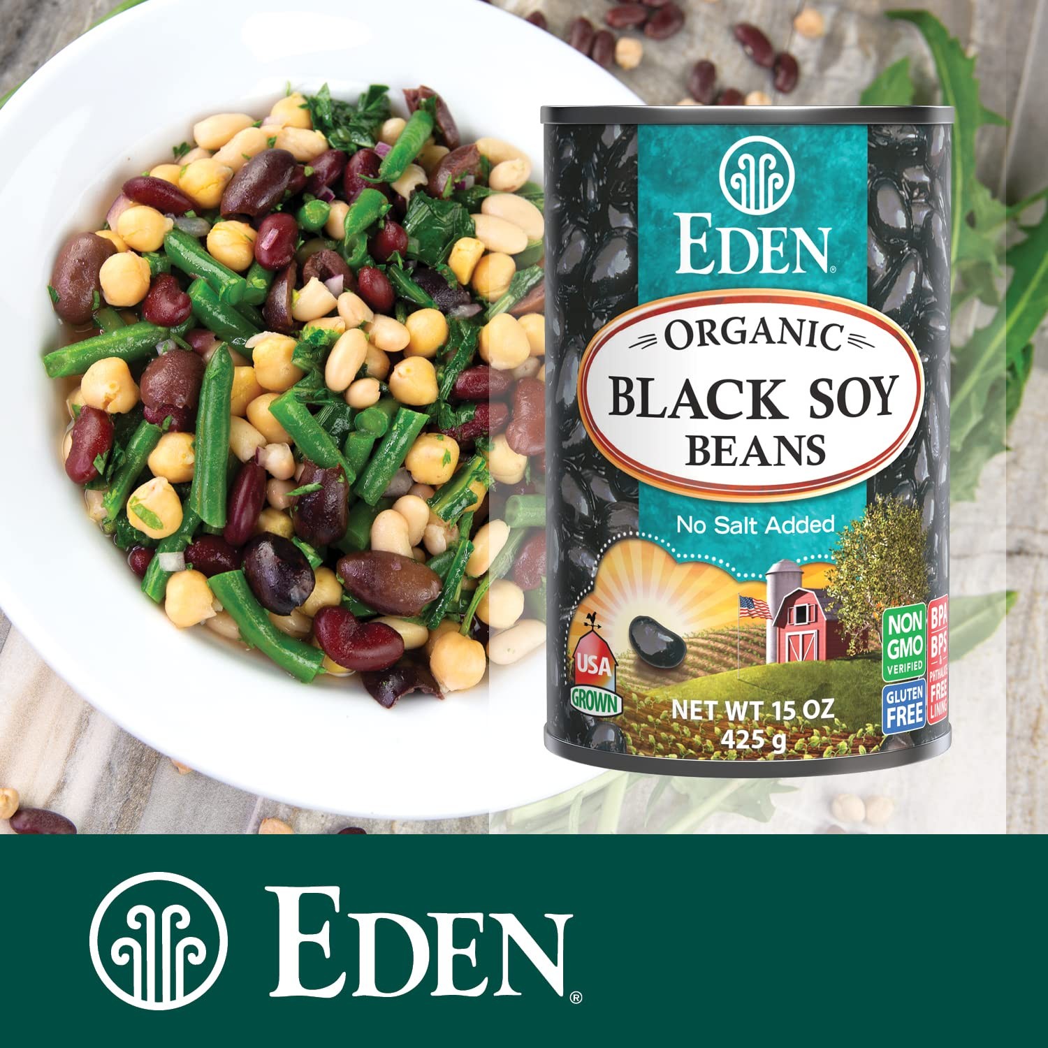 Eden Foods Organic Black Soybeans 15Oz Pack Of 6 Non Gmo Vegan Gluten Free