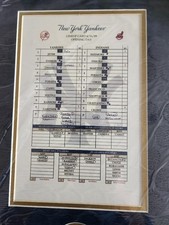 NEW YORK YANKEES OPENING DAY LINEUP CARD MATTED APRIL 6 2009 WITH COA