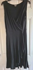 ANN TAYLOR Slvls Dress - 6 - Surplice V-Neck w/Side Rusching, Faux Wrap Skirt