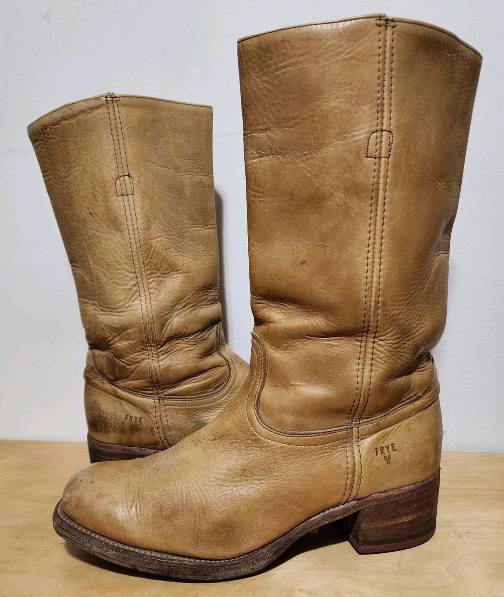 VTG Frye Men’s cowboy boots sued stitching 3225 made in USA size 9.5 D - RARE RARE? FRYE Cowboy Boots Tall Riding Leather Brown Men main image 2