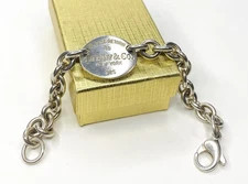 Tiffany & Co Sterling Silver Please Return To New York Oval Tag Bracelet 6.5"