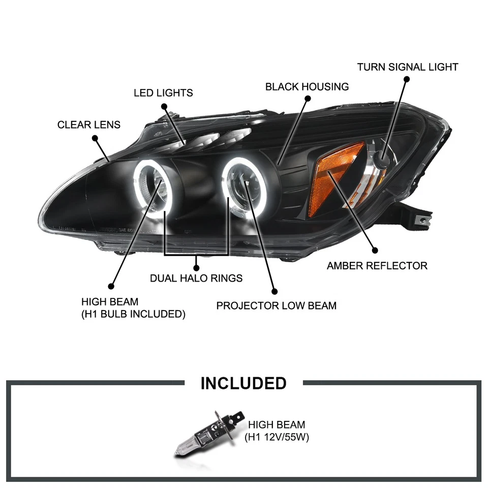 Black Fits 2000-2003 Honda S2000 AP1 HID Type LED Halo Projector Headlights Lamp - Изображение 3 из 4