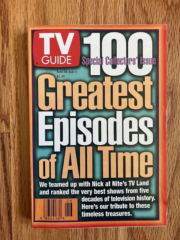 Vintage TV Guide 6/28-7/4, 1997 NO LABEL 100 Greatest Episodes of All Time