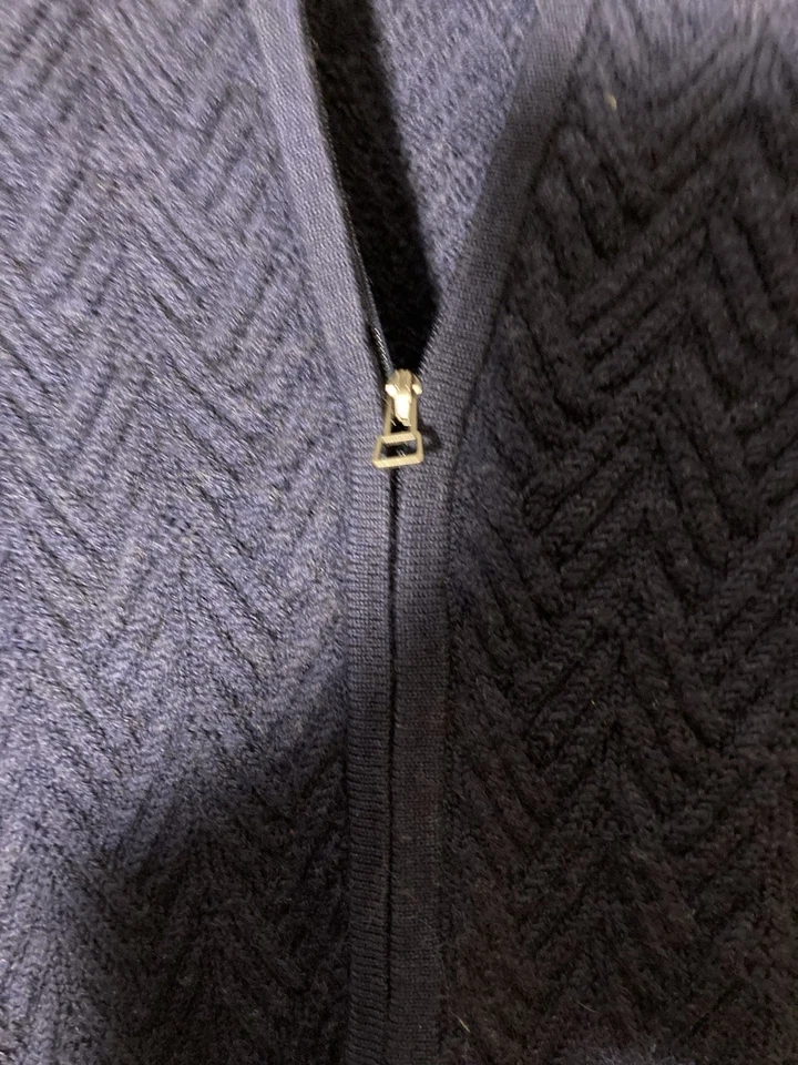 Cárdigan Suéter IBEX Florence Espiga Lana Merino-Crebilla Completa-Azul Marino-Talla XS Foto 4 de 4