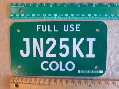 License Plate, Colorado, Motorcycle, Full Use, JN 25 KI