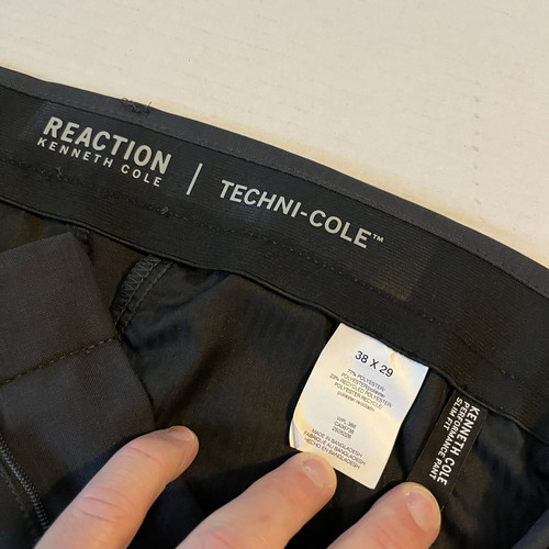 KENNETH COLE REACTION Techni-Cole Performance Dress Pants Charcoal 38x29 - Picture 2 of 3