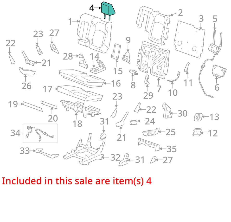 FITS 2007-2009 GMC ACADIA RESTRAINT R/SEAT HD *BRICK 15901666 - NEW OEM - Image 2 of 3
