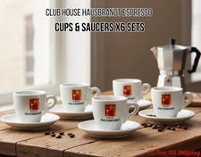 Club House Hausbrandt Espresso Coffee Cups and Saucers x6 Sets