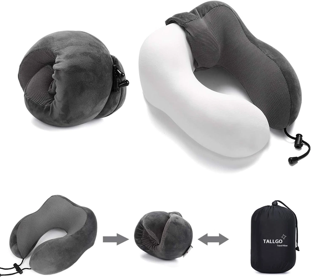 Memory Foam Travel Neck Pillow for Head Support and Comfort