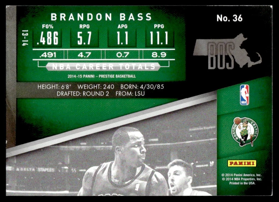 2014-15 帕尼 Prestige 奖金射击绿色 #/5 布兰登贝斯 #36 凯尔特人 * 阅读* — 第 2/2 张图片