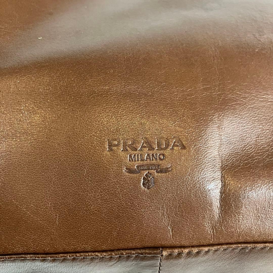 PRADA Logo Leather Tortoiseshell Chain Shoulder Bag Brown thumbnail 9