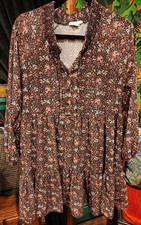 American Eagle Womens Boho Ditsy Floral Print Smocked Tunic Top or Dress. Medium