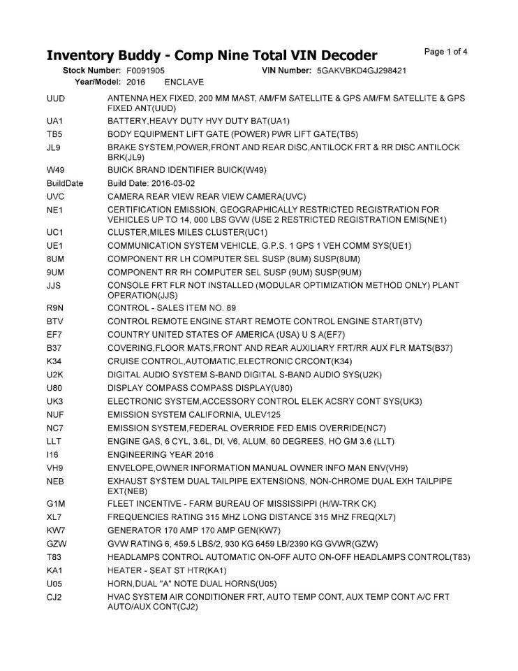 Buick Enclave 2016 puerta de guantera usada OEM 4x4 126 k millas stock #091905 Foto 3 de 4