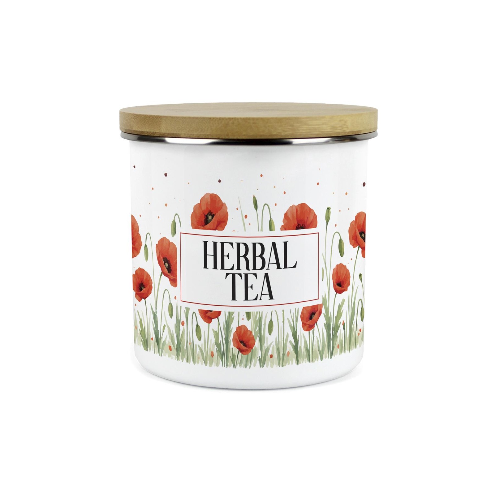Summer Poppies Herbal Tea Canister - 1.2L Floral Large Kitchen Storage Jar Gift