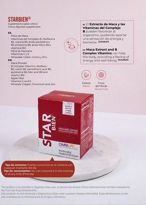 STARBIEN ONMILIFE. MACA, CROMO, B COMPLEX, VIT B12, VIT C & E, COPPER, ZINC