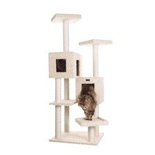 Multi-Level Real Wood Cat Tree With Two Spacious Condos