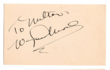 Wayne Morris Vintage Signed Index Card / Autographed Actor, WWII Fighter Ace