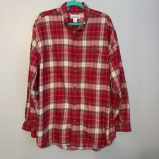 EUC Vintage Y2K CARHARTT Flannel Shirt Long Sleeve Red White Plaid Men's Large