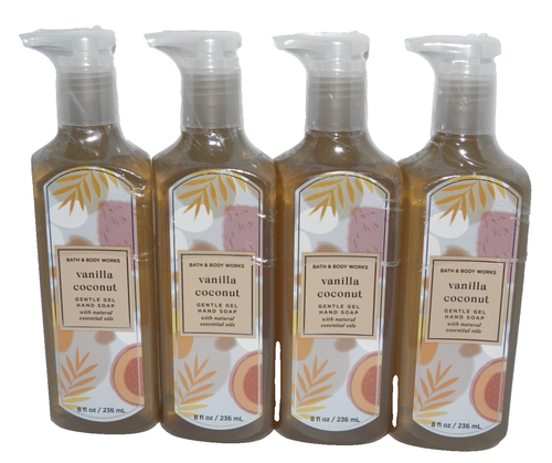 4 PACK Bath & Body Works VANILLA COCONUT Gentle Gel HAND SOAP Sealed