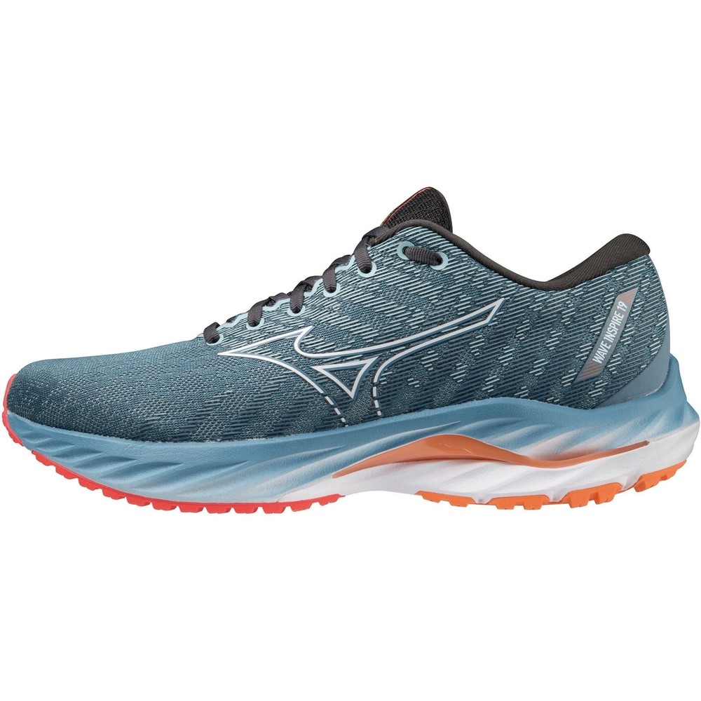 Mizuno Wave Inspire 19 Mens Running Shoes Blue Support Cushioned Carbon Trainers