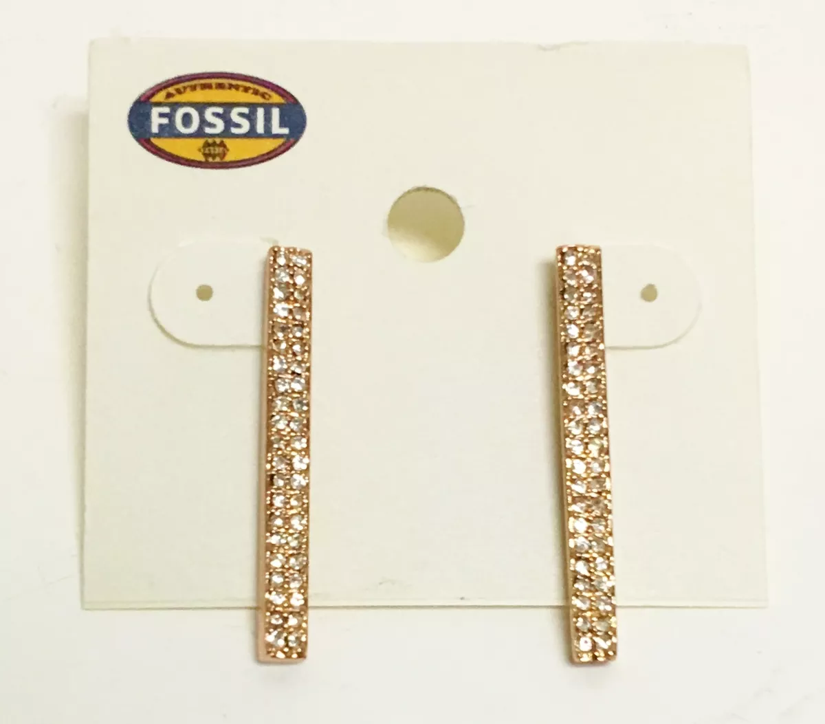 NEW FOSSIL ROSE GOLD TONE STICK CRYSTALS GLITZ DROP EARRINGS