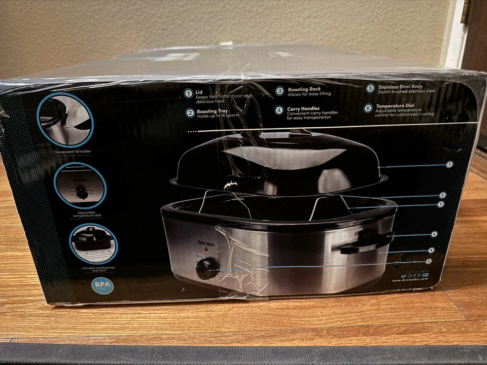 Aroma ART-826SB 16q 电动烘焙厨房台面慢炖锅 全新 — 第 4/4 张图片