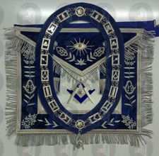 Masonic Blue lodge Officer Senior Deacon Hand Stitched Apron  Collar with Jewel