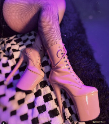 8'' Inches Nude Cream Platform Heels Mens Drag Queen Gogo Dancer Boots 12 13 14