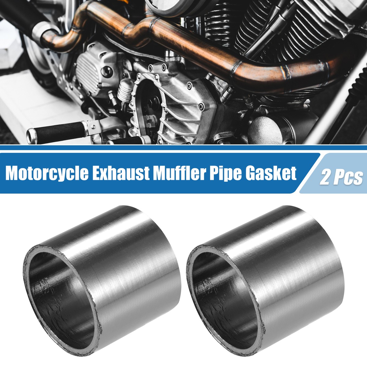 Cylinder Head Gasket Set Kit & Car 2 Bolt High Temp Exhaust Gasket Flange 2.5" E - Foto 8