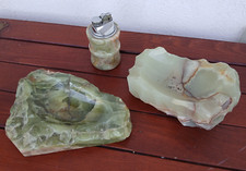 Antico Set Accendino e 2 Posacenere in Onice Marmo Anni 70 Vintage Modernariato