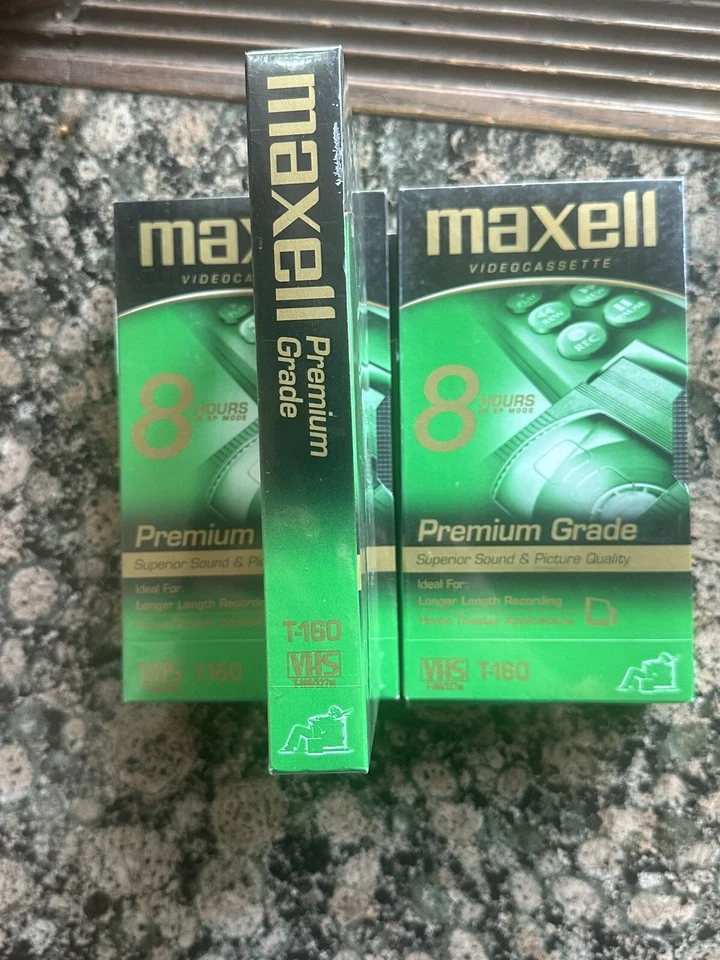 Lote de 5 nuevas cintas VHS EN BLANCO Sony/Maxell T-160 8 horas grado premium de colección selladas Foto 4 de 4