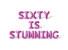 SIXTY IS STUNNING Letter Balloon Banner - 60th Birthday Party Supply Decorations