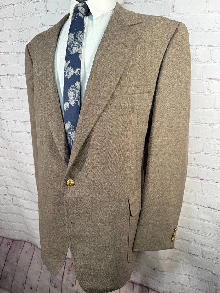 Para Hombres Marrón CLASSIC FIT 2 Botones Mezcla Lana Traje Abrigo Deportivo Blazer Chaqueta 46L Foto 2 de 4