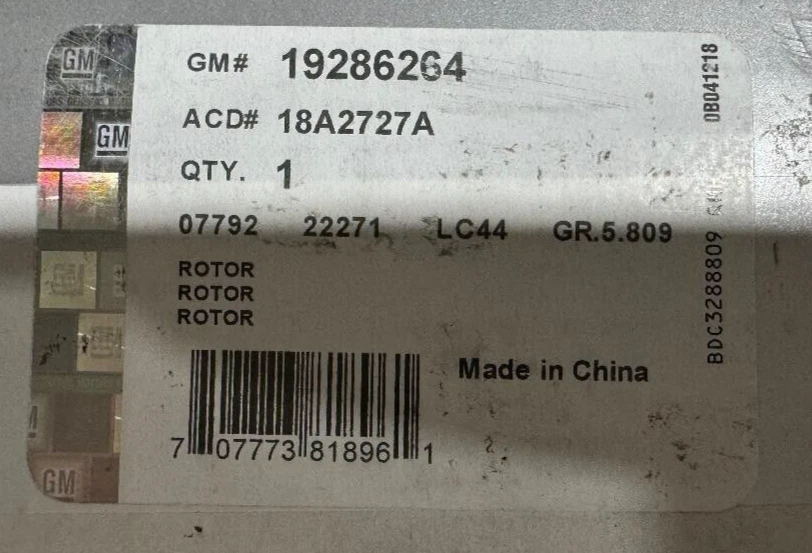 2010-2017 CHEVY EQUINOX/GMC TERRENO ROTOR DE FREIO A DISCO TRASEIRO P/N 19286264 FABRICANTE DE EQUIPAMENTO ORIGINAL NOVO - Imagem 3 de 4