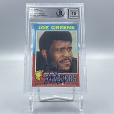 Joe Greene Signed 1971 Topps #245 Rookie Card RC Beckett BAS 10 Auto HOF DROY