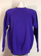 Vtg 90s Hanes Plain Purple Raglan Sweatshirt XL Blank Made In USA