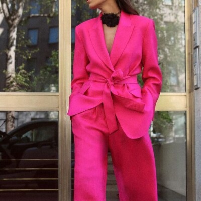 NEW ZARA SS24 FUCHSIA BLAZER WITH BELT 3224/564 BLAZER FUCSIA CON