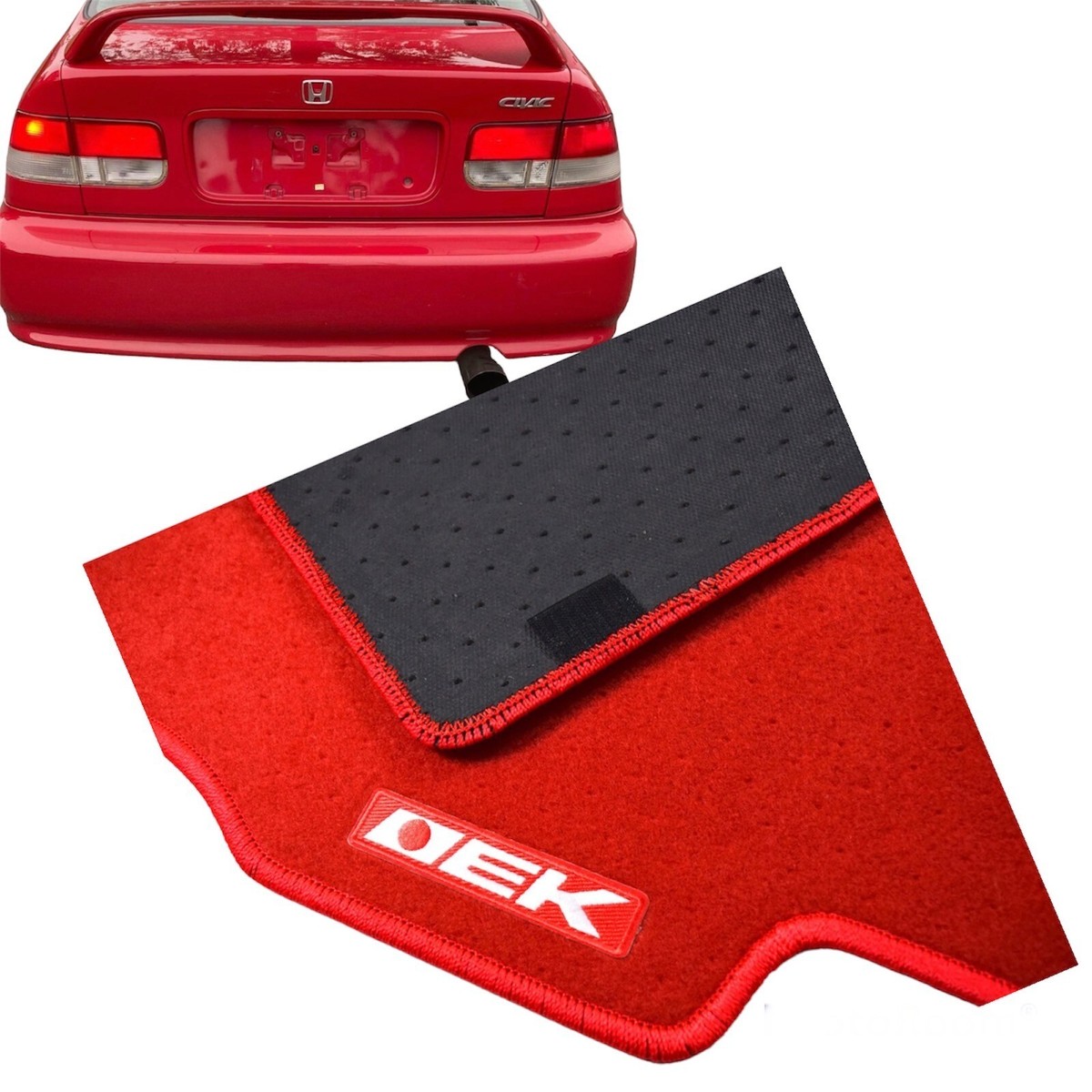 Red Carpet Floor Mats with EK Logo For Honda Civic 1996 through