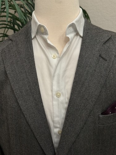 HASPEL BLAZER SIZE 44 LAMBSWOOL GRAY HERRINGBONE SPORT COAT SUIT JACKET - Picture 6 of 13