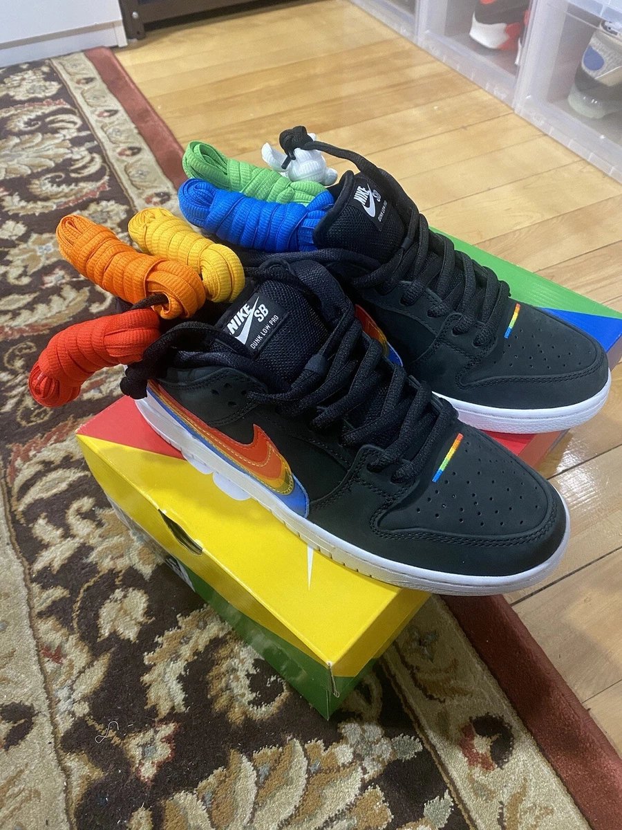 POLAROID NIKE SB DUNK LOW PRO QS BLACK WHITE MULTI COLOR DH7722-001 US 9.5
