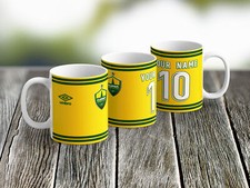 Taza de té de café taza Brasil cerámica futbol fútbol nombre personalizado número escudo