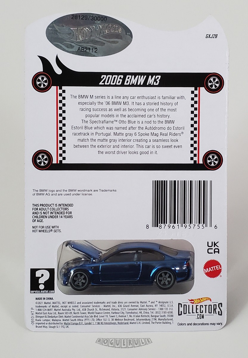🚦Hot Wheels 2022 RLC Red Line Club - 2006 BMW M3 - Blue