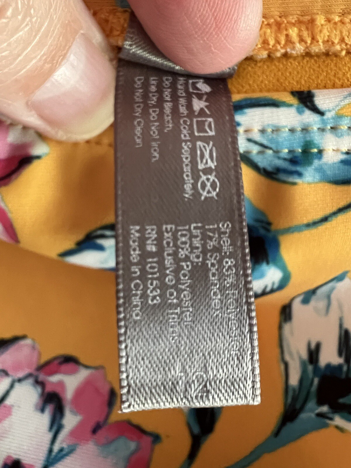 Daisy Fuentes Swim Bikini Bottom Size 12 NWT Yellow Mango Floral Tropical Bright thumbnail 6