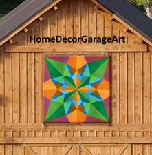Barn Quilt Metal Sign, Geometric Stars, Dutch Amish Design 9 Sizes
