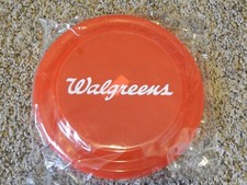 WALGREENS FRISBEE FLYING DISK RED PLASTIC 9" ROUND TRANSPARENT TOY SPORT NWT