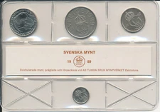 Sweden/Sweden - 10 + 50 Ore + 1 + 5 Kronor 1989 UNC-KMS Set Svenska Mynt