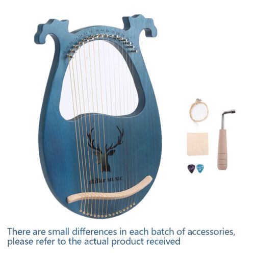 New Lyre Harp ,16 Metal String Harp Solid Wood Mahogany with Tuning Wrench Gift
